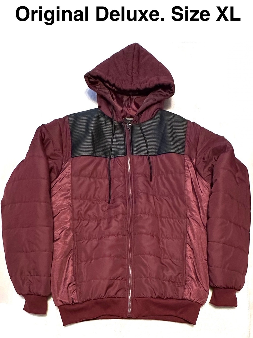 Original Deluxe Men's Burgundy Maroon Hooded Puffer Jacket Winter